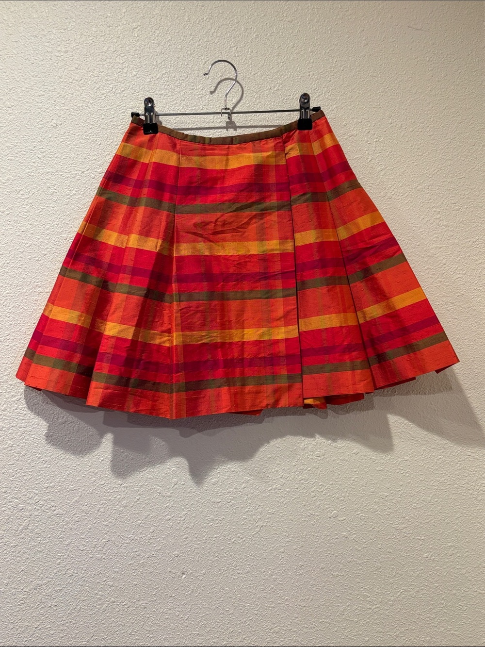 90s SILK wrap skirt pleated